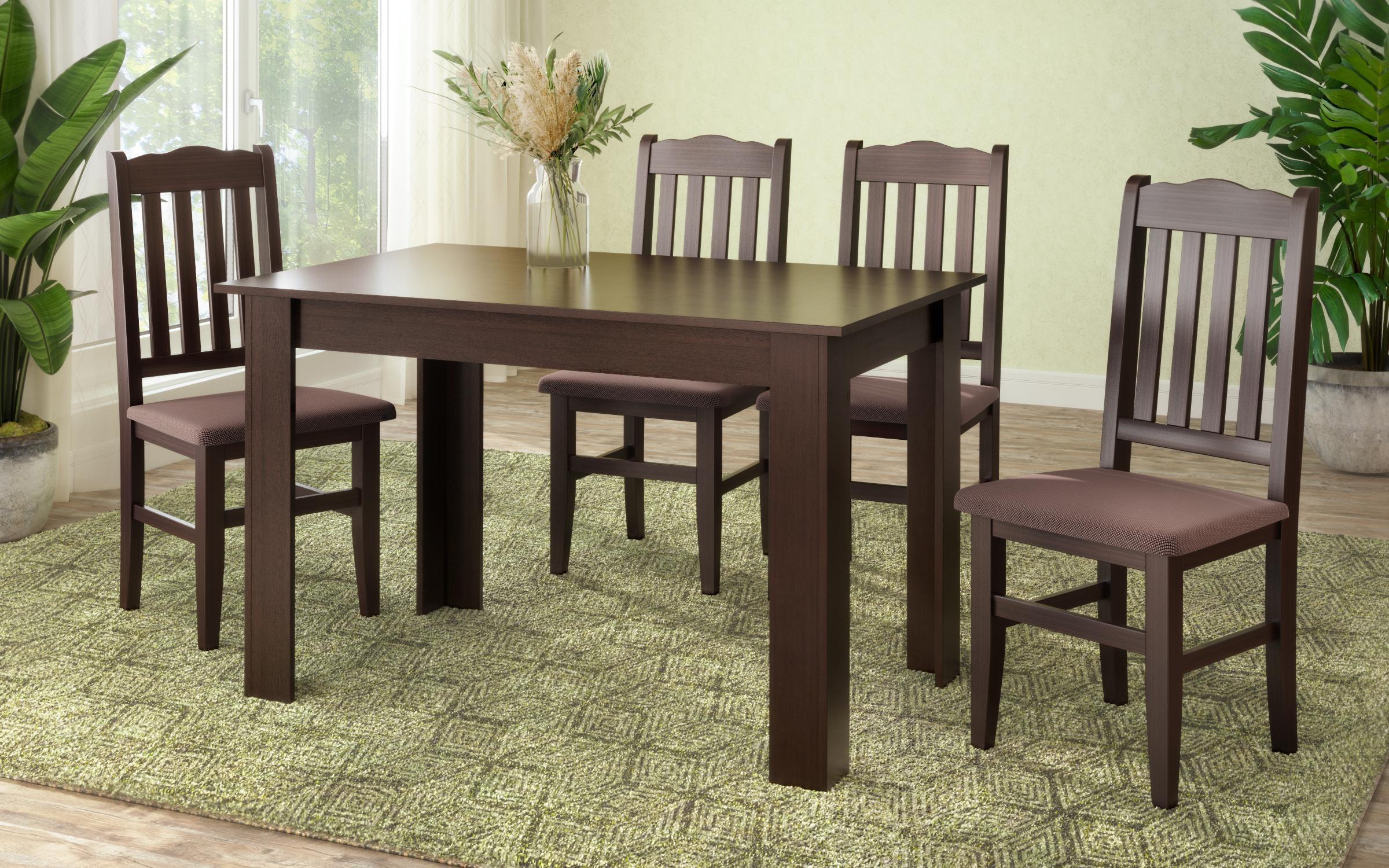 Masa dining Doni + 4 scaune Ardon, wenge + wenge + sezut maro deschis  2